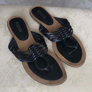Kenneth Cole Reaction - Black Flat Sandals Size 8